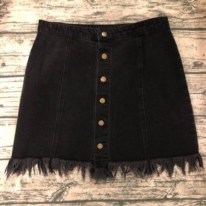 Black denim skirt
